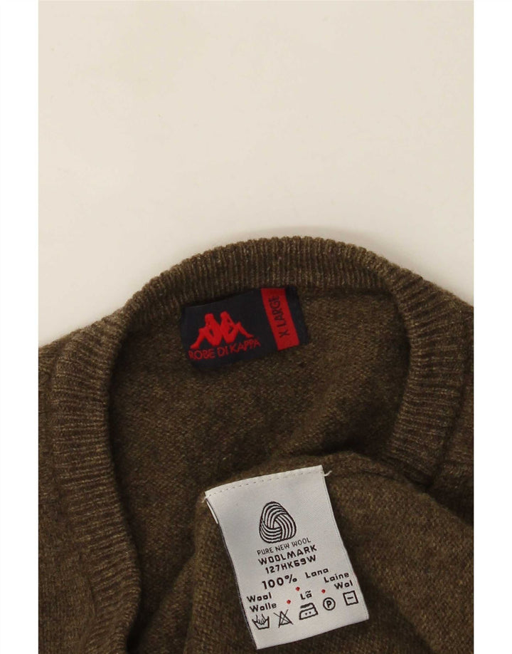 Męski sweter Kappa z dekoltem w kształcie litery V, XL, zielona wełna