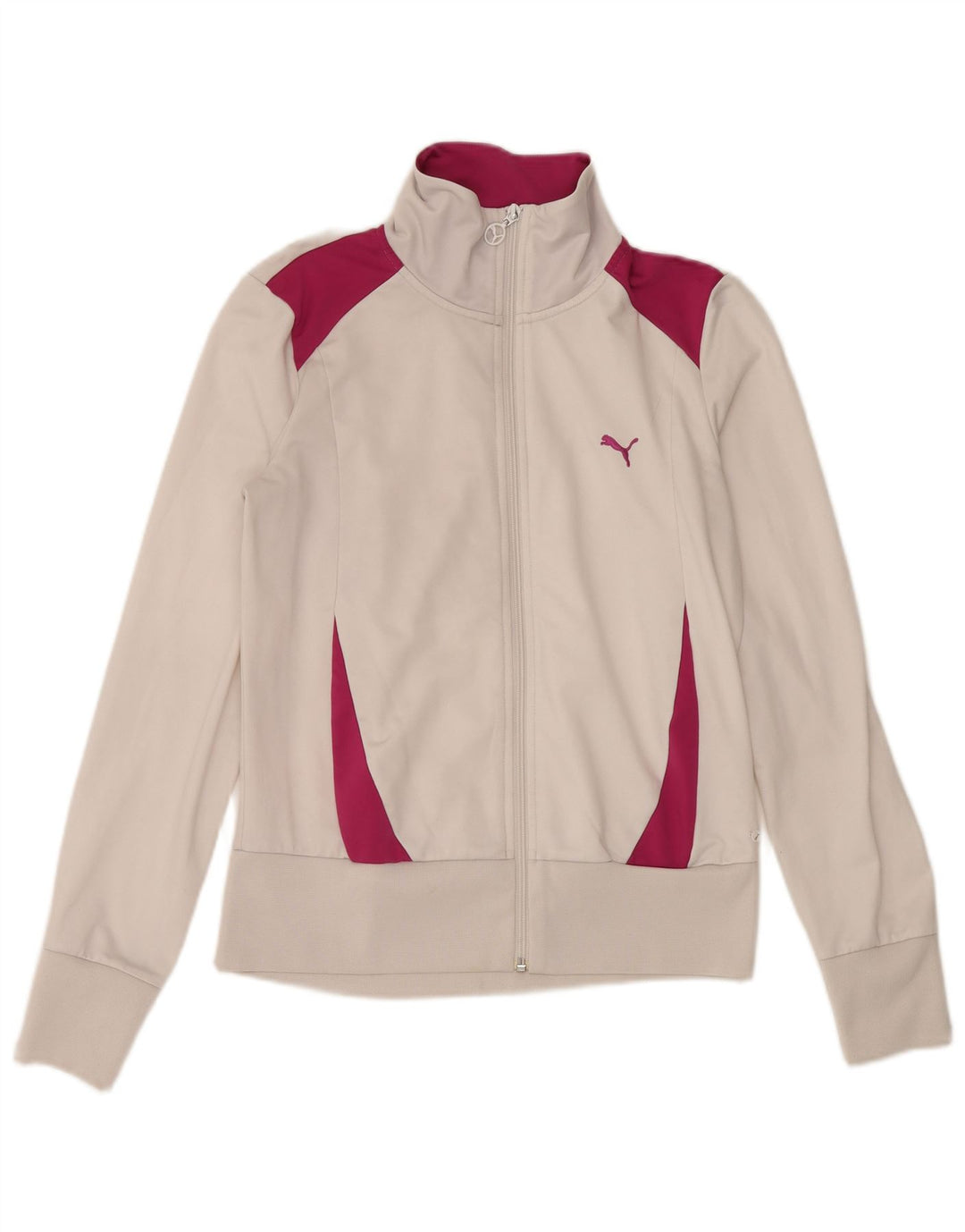 PUMA Womens Tracksuit Top Jacket UK 14 Large White Colourblock Polyester