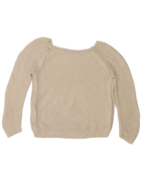 Damski sweter Zara Crop 3/4 z dekoltem w łódkę UK 12 Średni biały