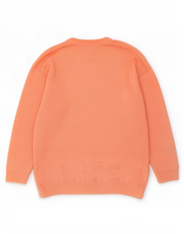 Sweter damski w stylu vintage z okrągłym dekoltem UK 14, duży pomarańczowy