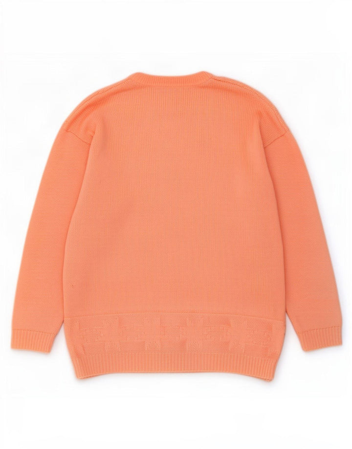 Sweter damski w stylu vintage z okrągłym dekoltem UK 14, duży pomarańczowy