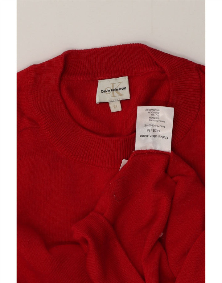 Męski sweter z okrągłym dekoltem Calvin Klein Jeans, średnio czerwony, bawełniany