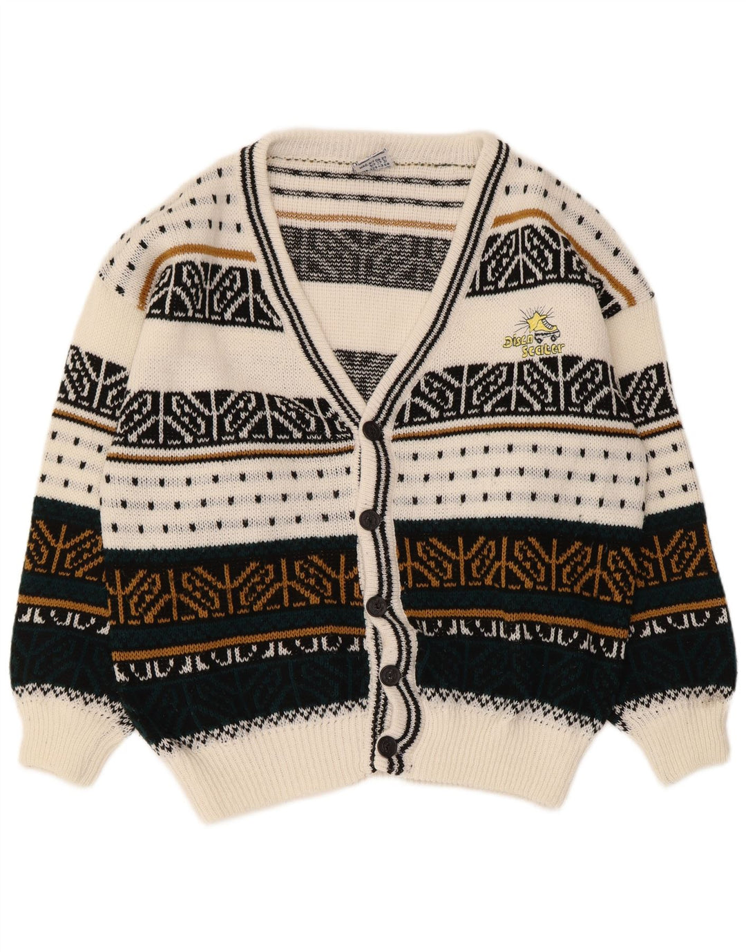 Vintage męski sweter rozpinany, duży, wielokolorowy Fair Isle