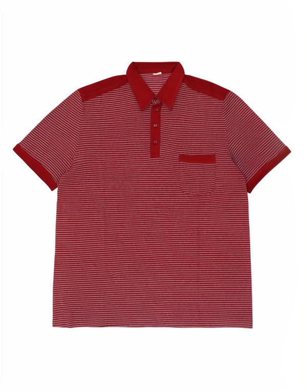 Męska koszulka polo Vintage XL w bordowe paski