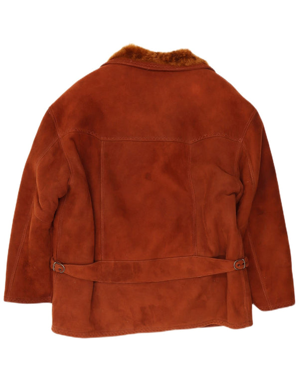 Vintage męska kurtka shearling UK 38 średni brąz