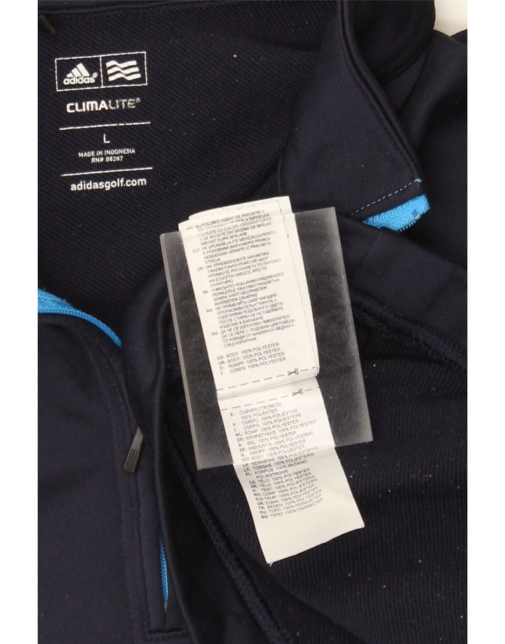 Adidas Męska bluza Climalite z zamkiem błyskawicznym i dużym granatowym poliestrem