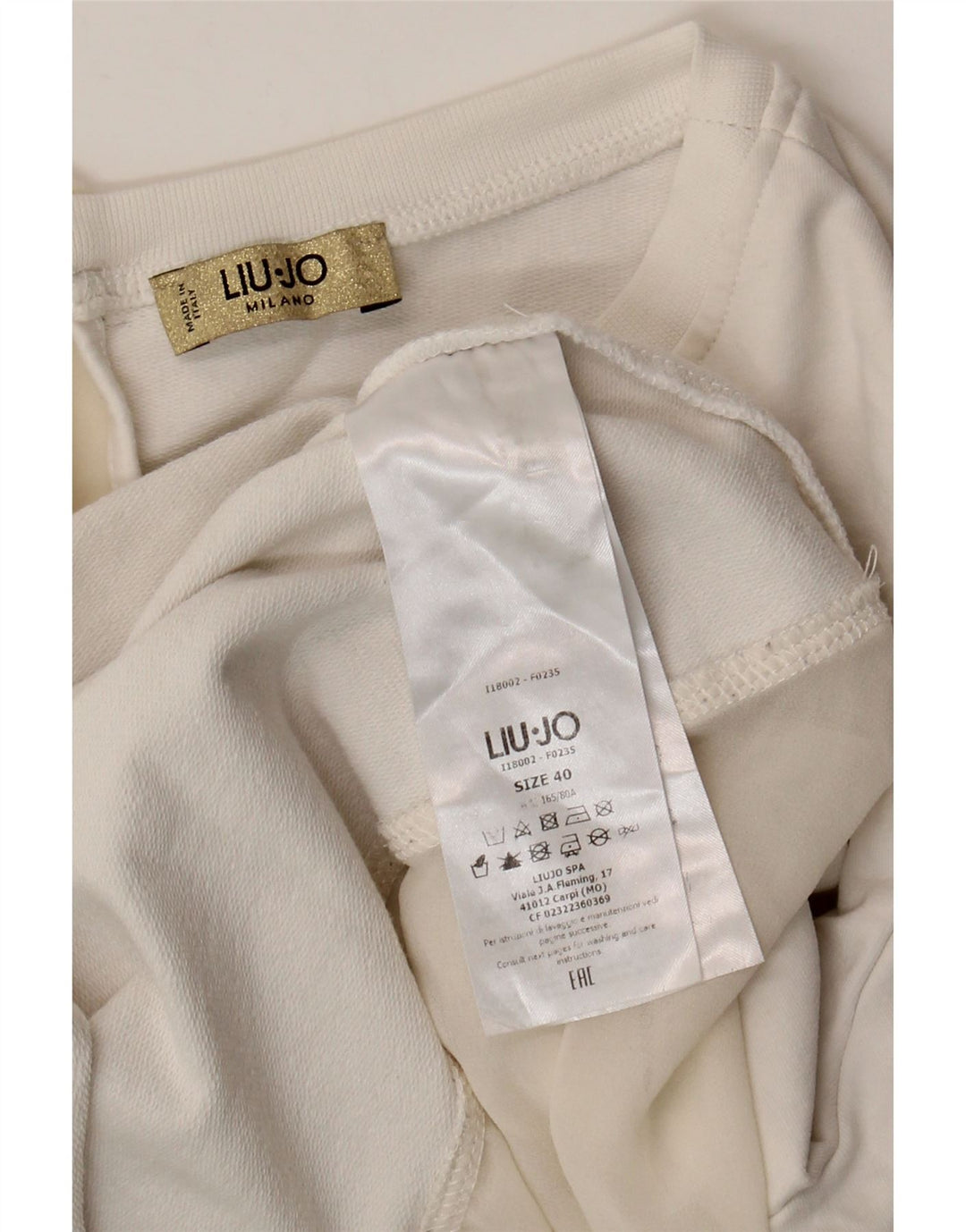 Damski sweter Liu Jo z rękawem 3/4 IT 40, mały, biały, bawełniany