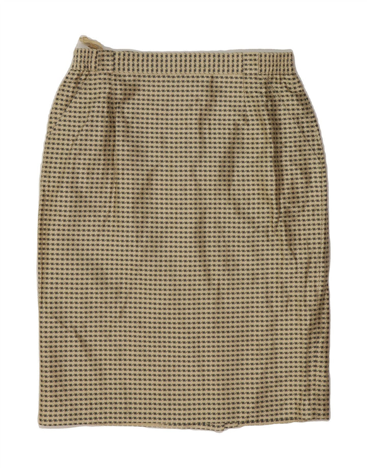 PETER HAHN Womens Pencil Skirt W32 Large Beige Geometric Silk Vintage Peter Hahn and Second-Hand Peter Hahn from Messina Hembry 