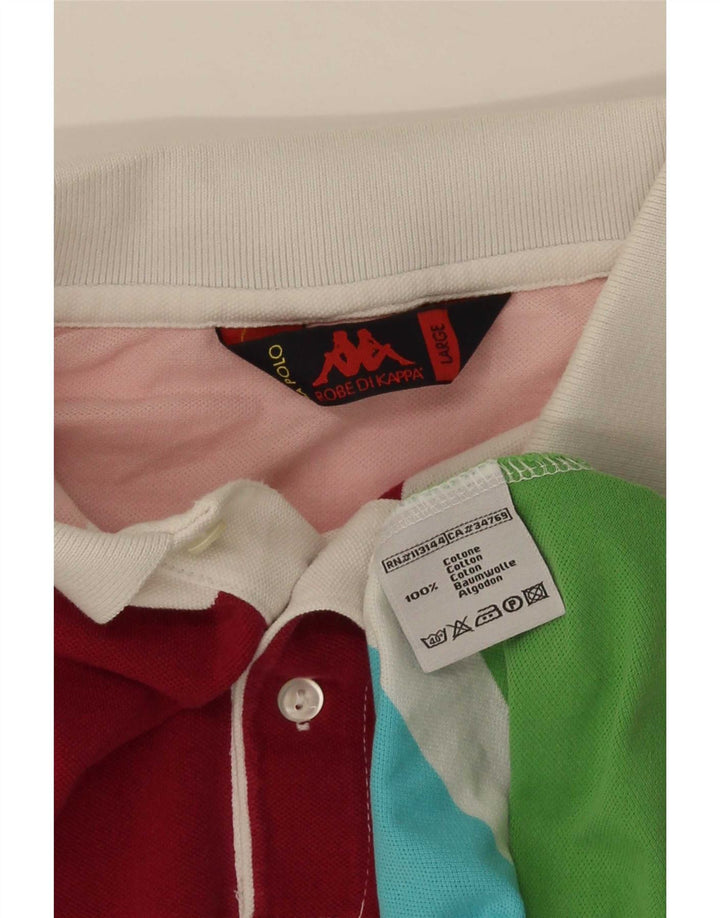 Męska koszulka polo Kappa, duża, wielobarwna, bawełniana w paski