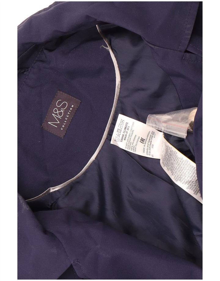 Marks & Spencer Damski krótki trencz UK 22 3XL Granatowy poliester