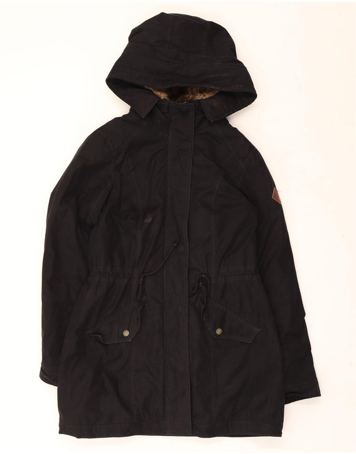 Damska kurtka parka z kapturem HOLLISTER UK 14, średni czarny poliester