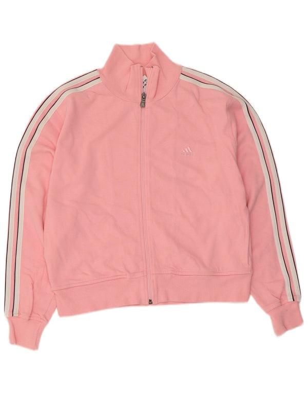 Damska kurtka dresowa Adidas Crop Top UK 14 Średnia różowa bawełna