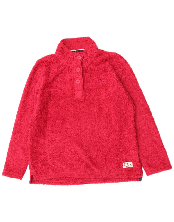 Crew Clothing Damski sweter polarowy z guzikami pod szyją, UK 14, duży, różowy poliester