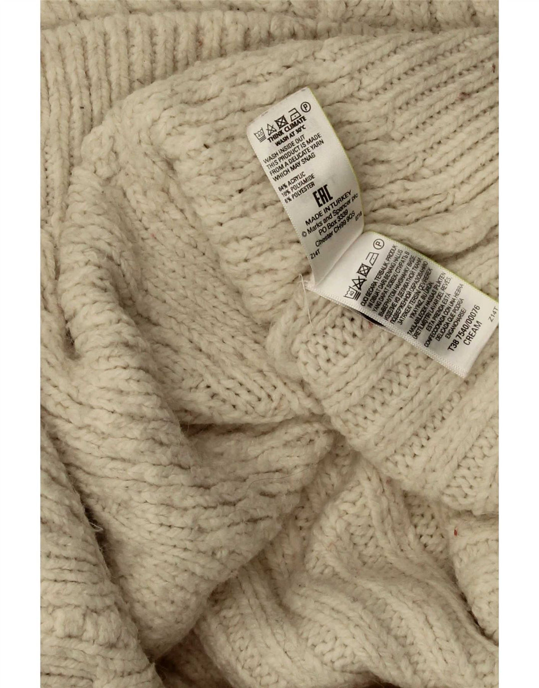 Marks & Spencer Damski sweter oversize UK 10 Small Beżowy Akryl