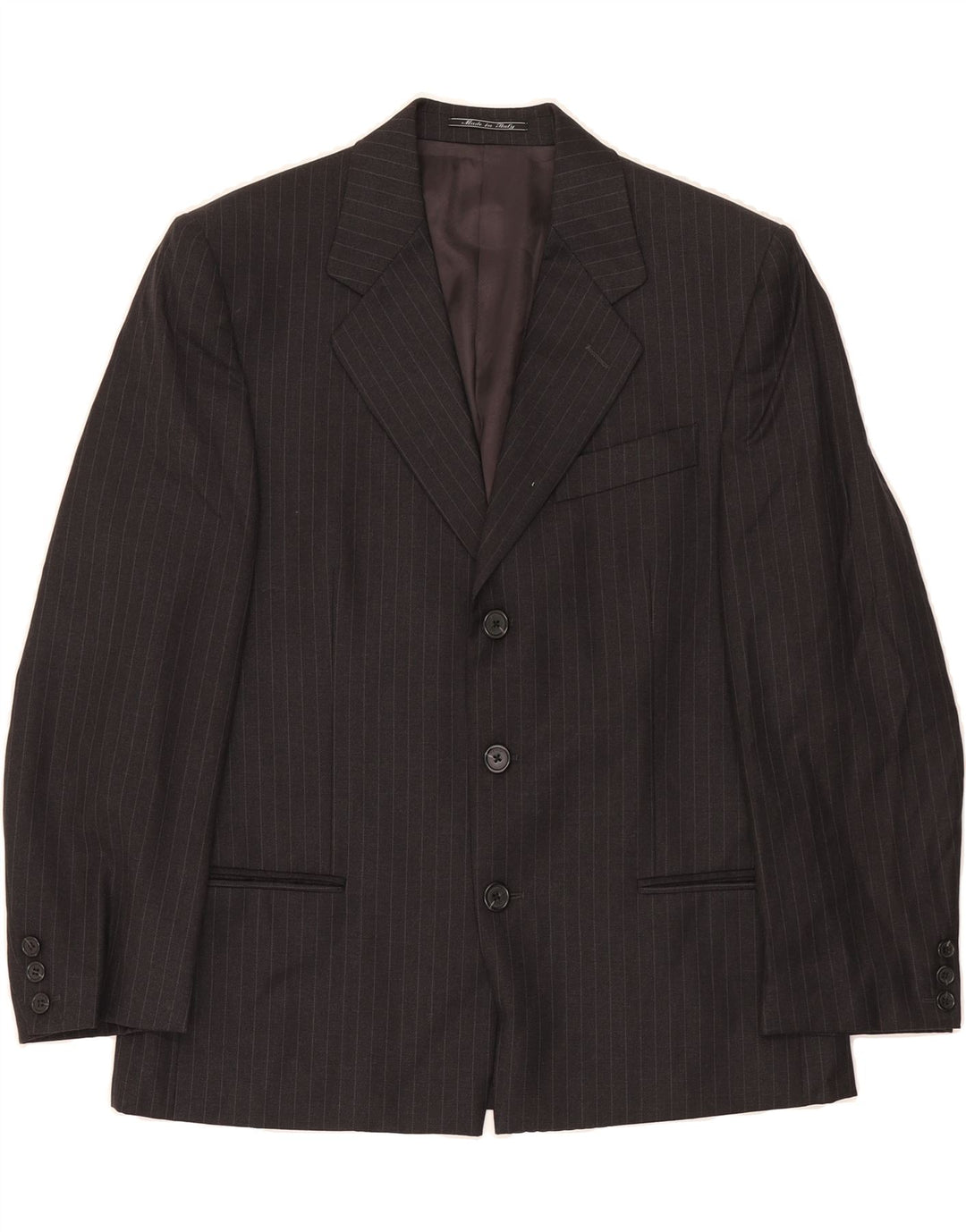 FENDI Mens 3 Button Blazer Jacket IT 50 Large Grey Pinstripe Virgin Wool Vintage Fendi and Second-Hand Fendi from Messina Hembry 