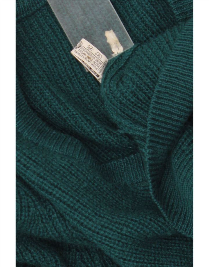Vintage męski sweter rozpinany, duży, zielony, wełniany
