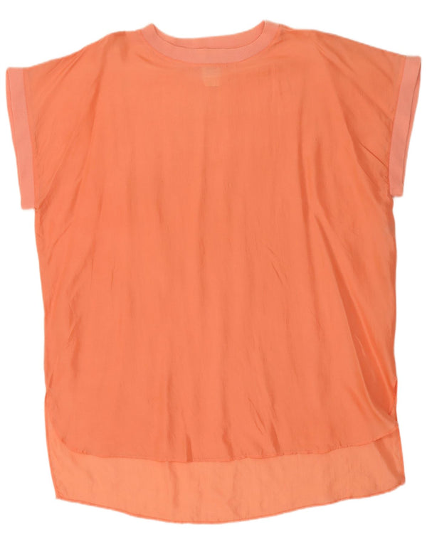 Vintage Womens Shift Dress UK 20 2XL Orange Silk