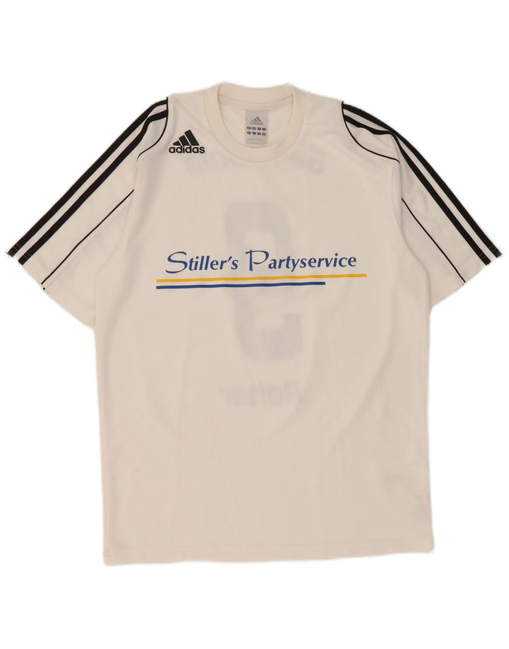Męska koszulka z grafiką Adidas, mała, biała, poliestrowa