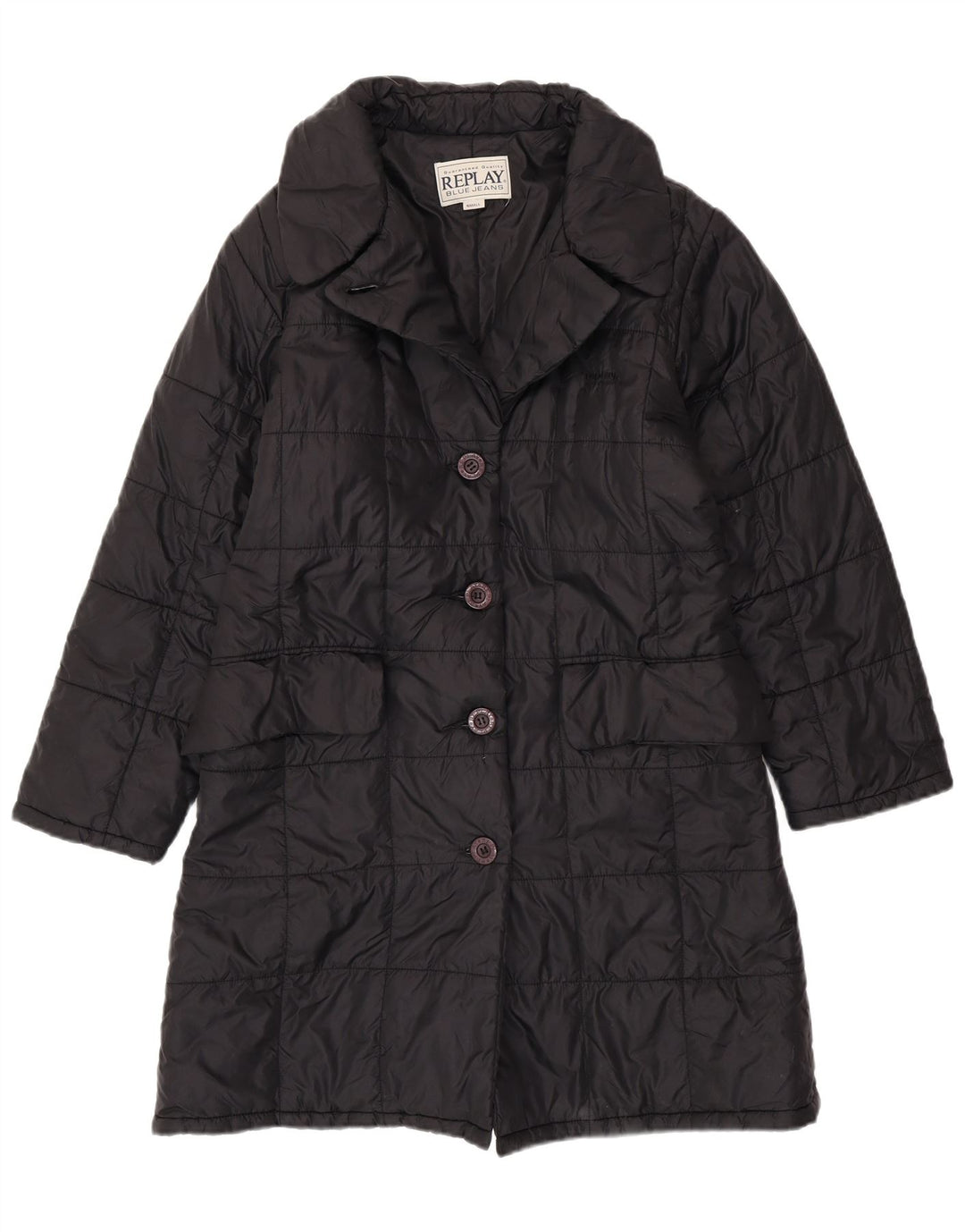 Damski płaszcz o luźnym kroju REPLAY UK 10, mały, czarny poliester