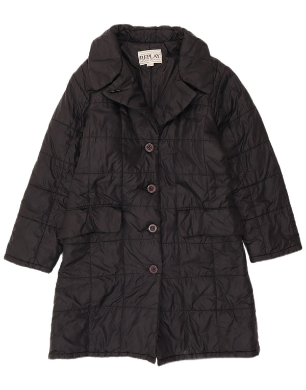 REPLAY Womens Loose Fit Padded Coat UK 10 Small Black Polyester