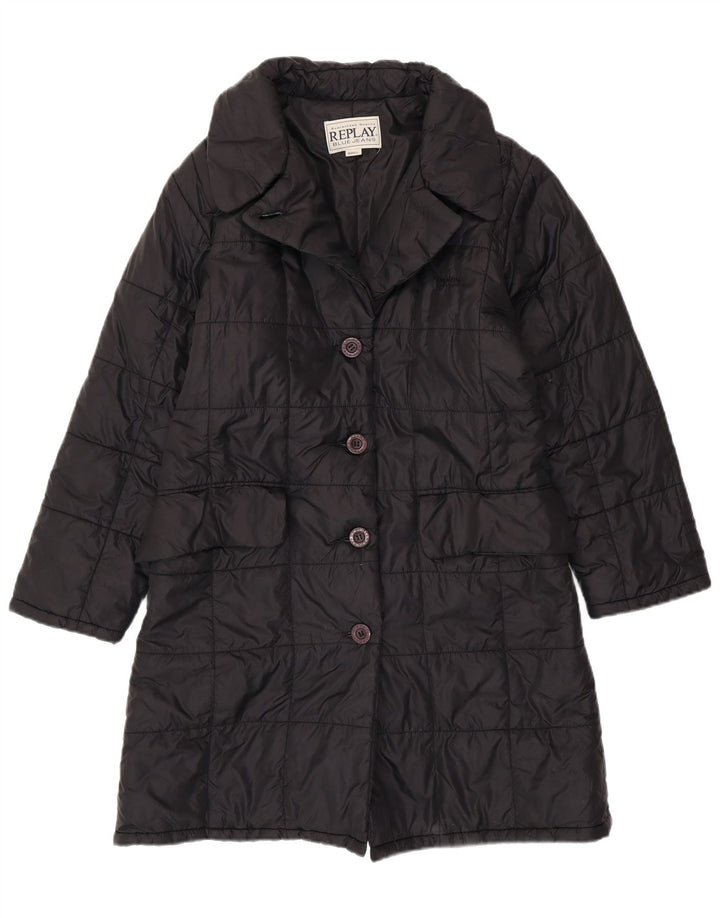Damski płaszcz o luźnym kroju REPLAY UK 10, mały, czarny poliester