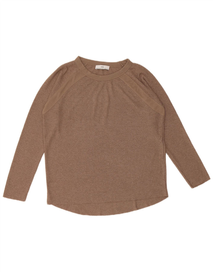 Damski top oversize z długim rękawem Zara UK 10, mały, brązowy