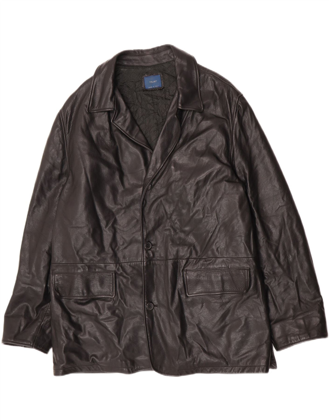 Vintage męska kurtka skórzana IT 52 XL czarna skóra
