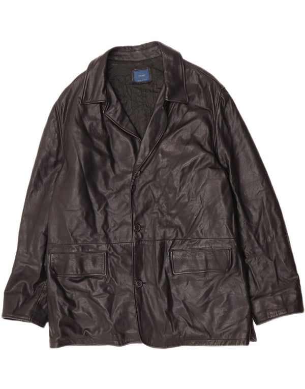 Vintage Mens Leather Jacket IT 52 XL Black Leather