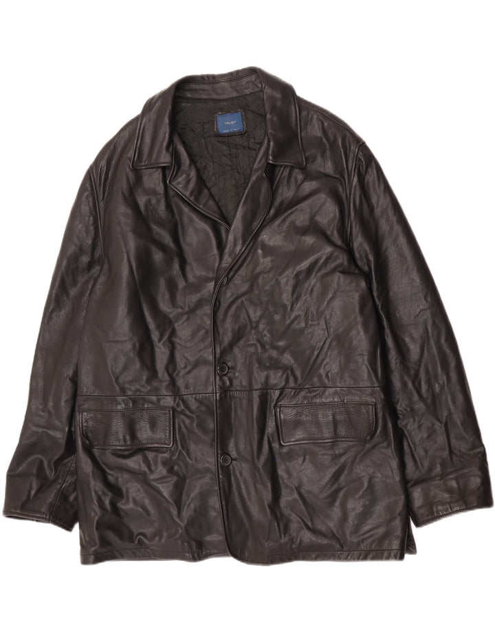Vintage męska kurtka skórzana IT 52 XL czarna skóra