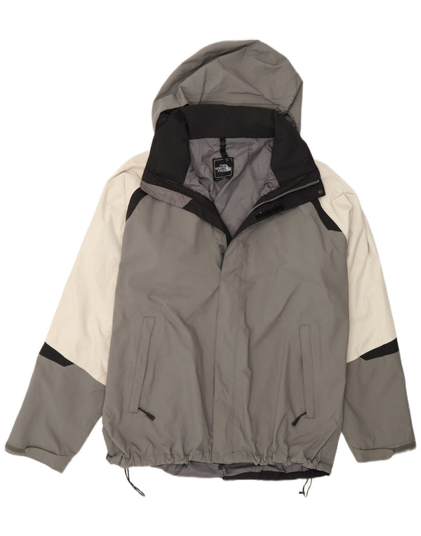 Męska kurtka przeciwdeszczowa z kapturem The North Face UK 42 XL, szary nylon z blokami kolorów