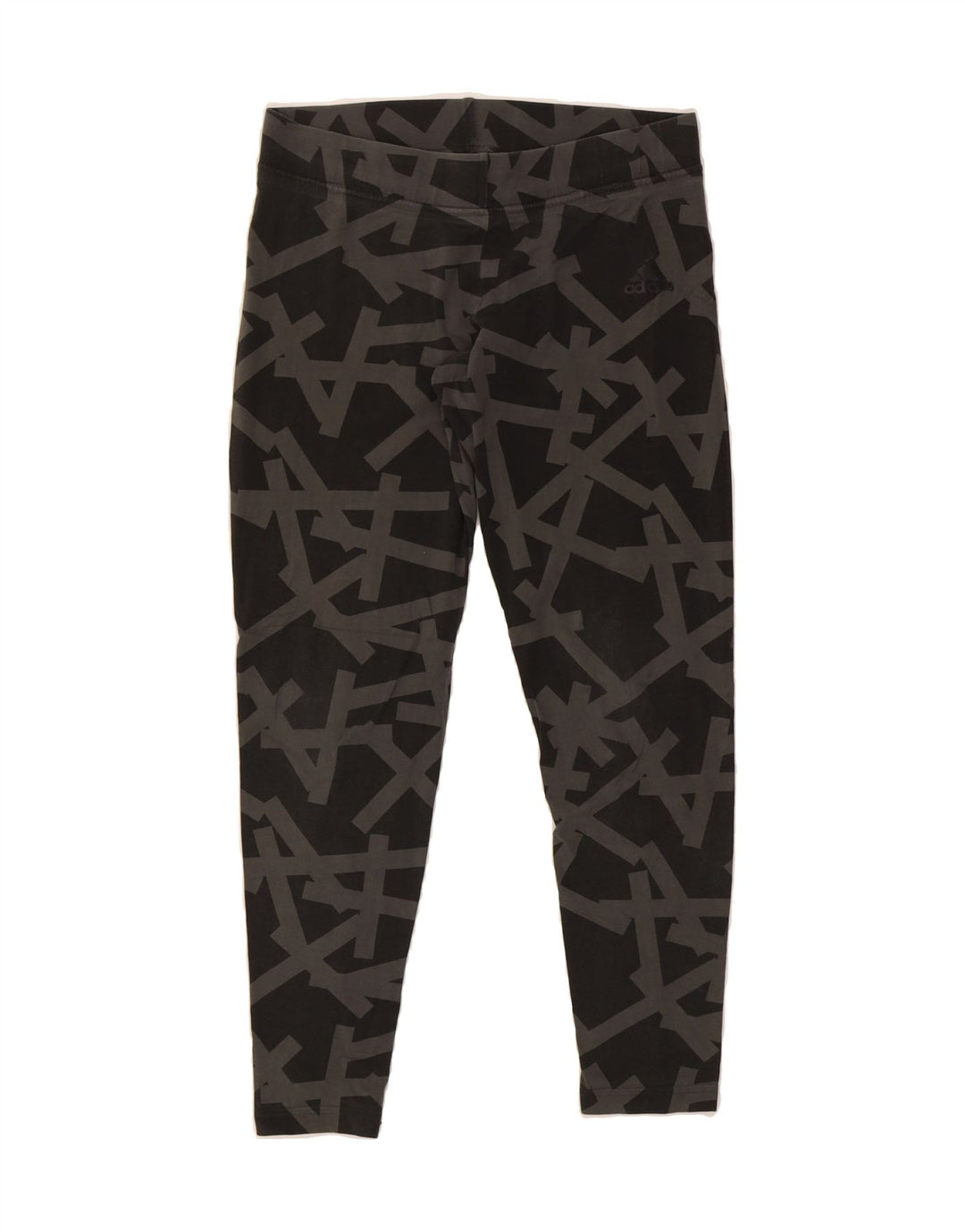 ADIDAS Womens Leggings UK 12 Medium  Black Geometric Vintage Adidas and Second-Hand Adidas from Messina Hembry 