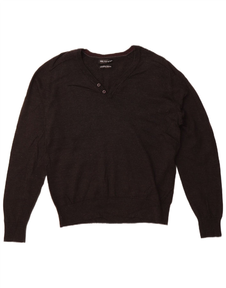 Marks & Spencer Damski sweter z dekoltem w kształcie litery V, UK 16, duży, szary