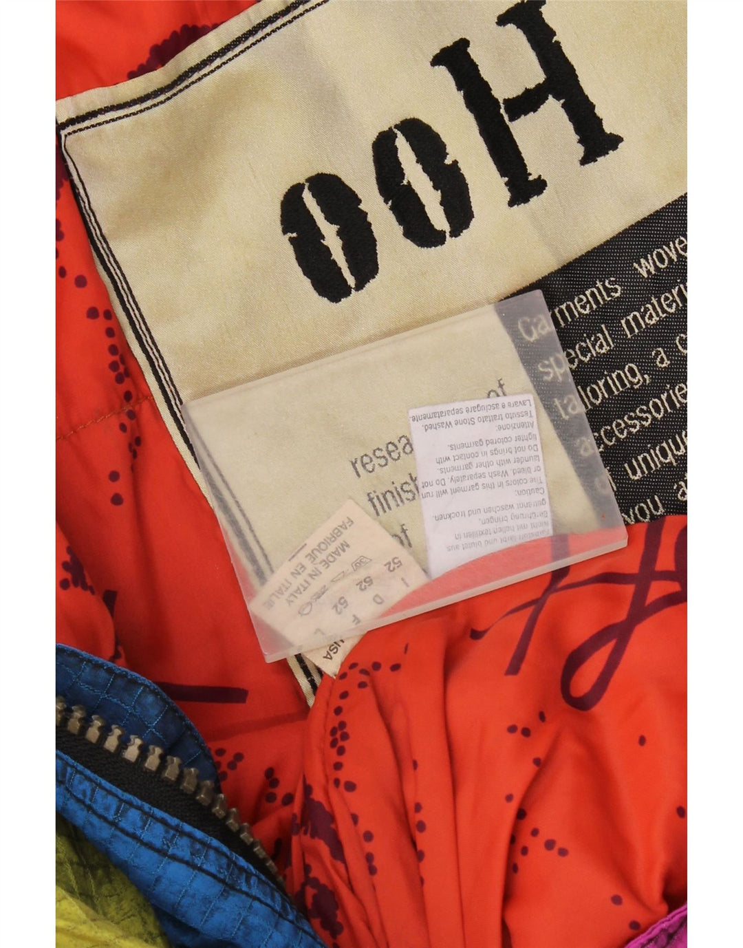 Męski kombinezon narciarski z kapturem w stylu vintage IT 52, duży niebieski poliamid z blokami kolorów