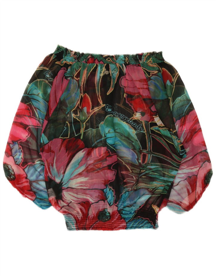 Damski top Desigual z grafiką i odkrytymi ramionami UK 14, średni, wielokolorowy w kwiaty