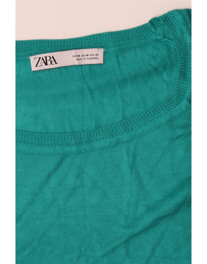 Damski sweter oversize z dekoltem w łódkę Zara UK 14 Średni turkus