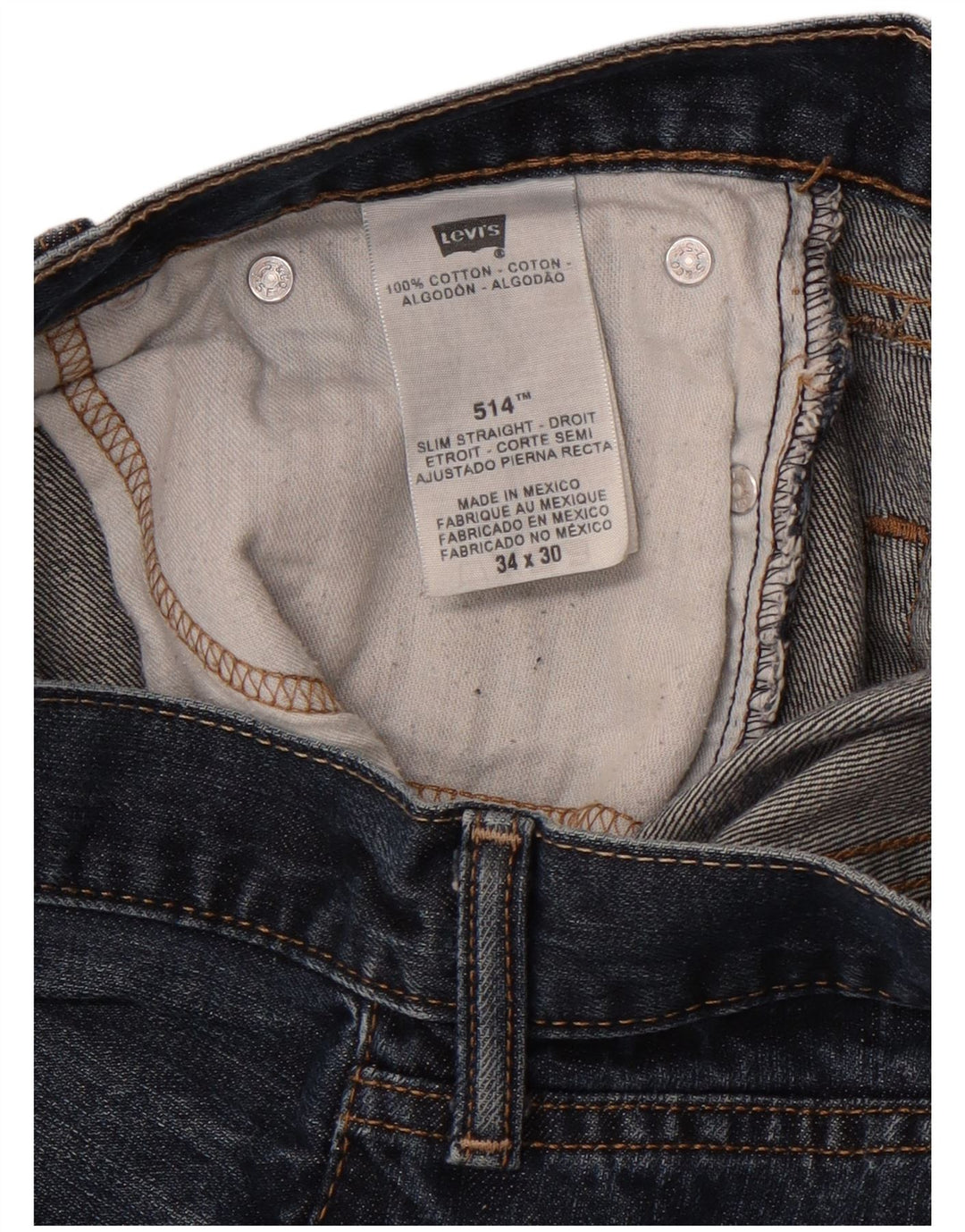 Męskie jeansy Levi's 514 Slim Fit Straight W34 L27 Niebieskie bawełniane klasyczne