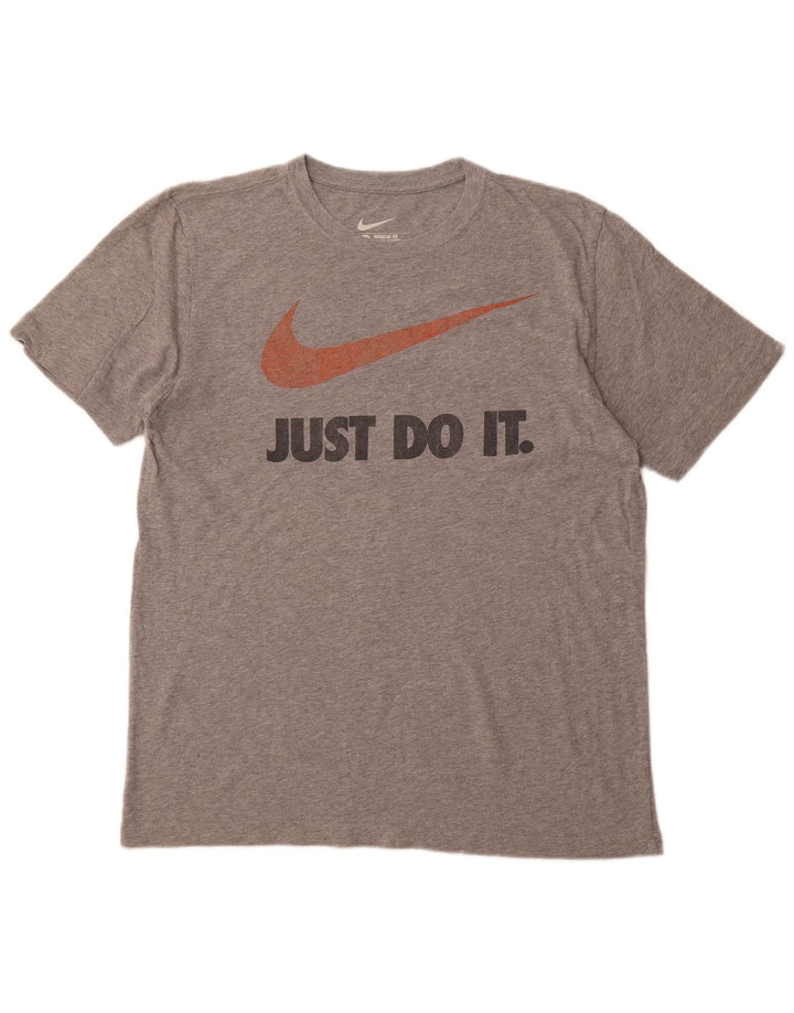 Męski T-shirt NIKE o regularnym kroju z grafiką, duży, szary, bawełniany