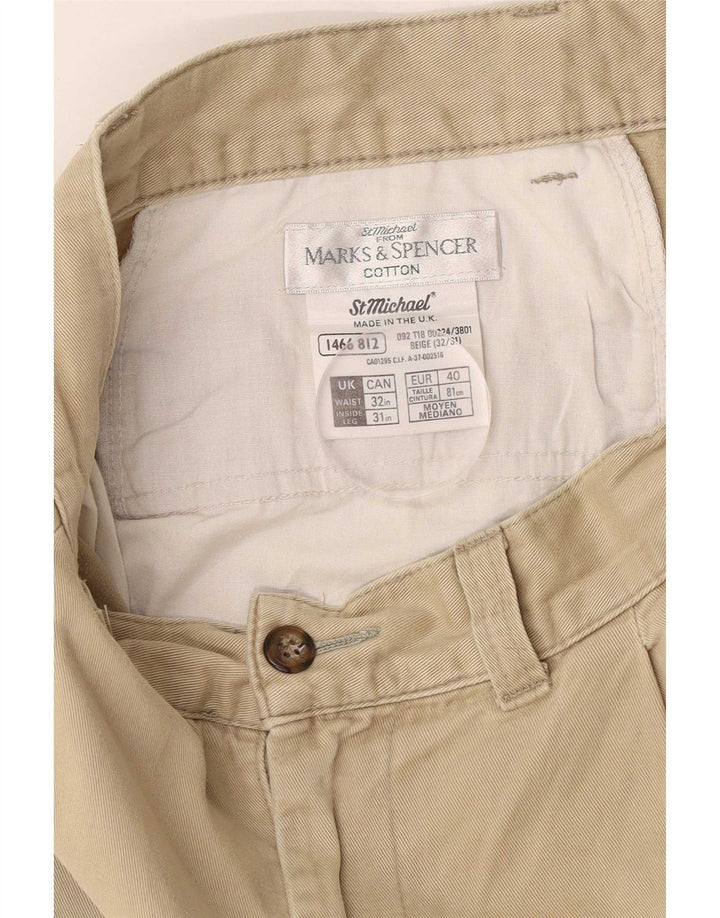 Męskie spodnie Chino Marks & Spencer W32 L31 Beżowa bawełna