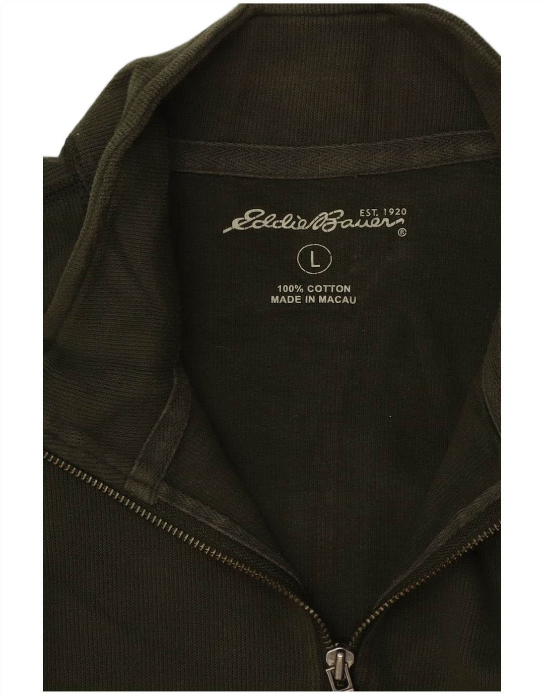 Męski sweter z zamkiem błyskawicznym Eddie Bauer, duży, zielony, bawełniany
