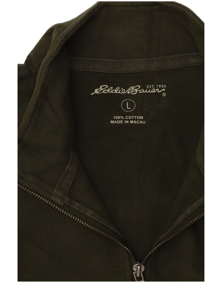 Męski sweter z zamkiem błyskawicznym Eddie Bauer, duży, zielony, bawełniany