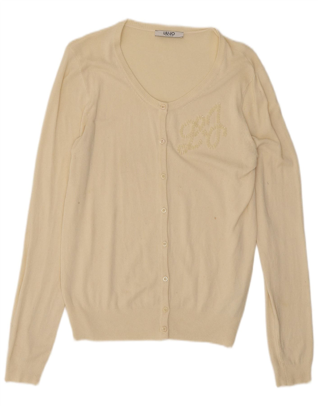 Damski sweter oversize Liu Jo UK 10 Small z wiskozy w kolorze złamanej bieli