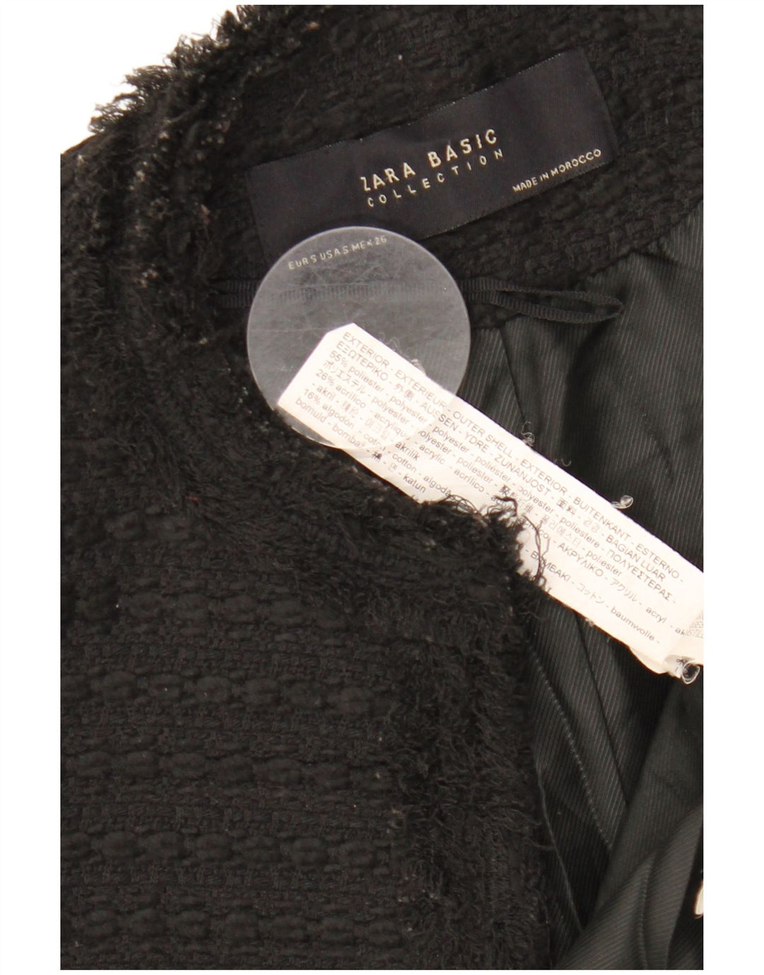 Damska marynarka ZARA z długimi rękawami, UK 10, mała, czarna, poliester