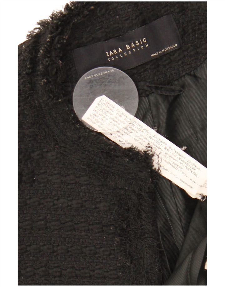 Damska marynarka ZARA z długimi rękawami, UK 10, mała, czarna, poliester