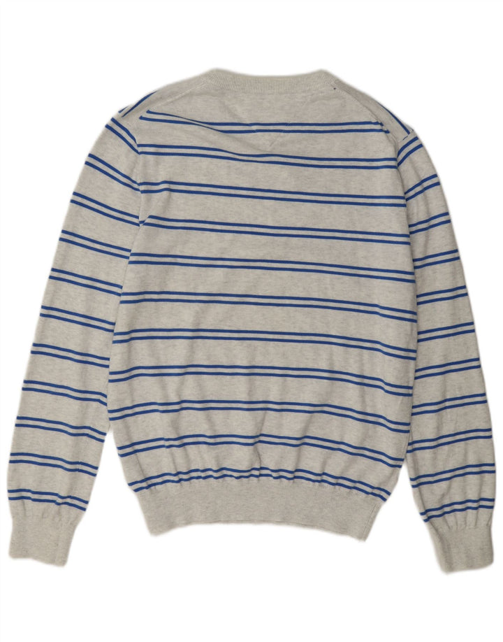 Męski sweter z okrągłym dekoltem Tommy Hilfiger Średnioszary, bawełniany w paski