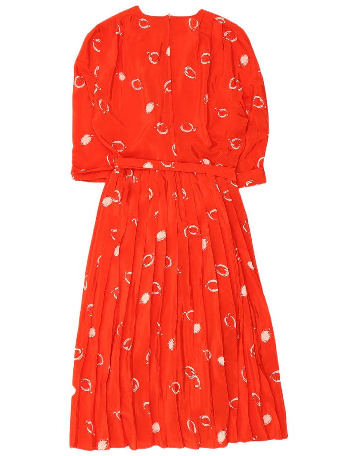 Vintage damska sukienka maxi z abstrakcyjnym wzorem i rękawem 3/4 EU 42, duża czerwona