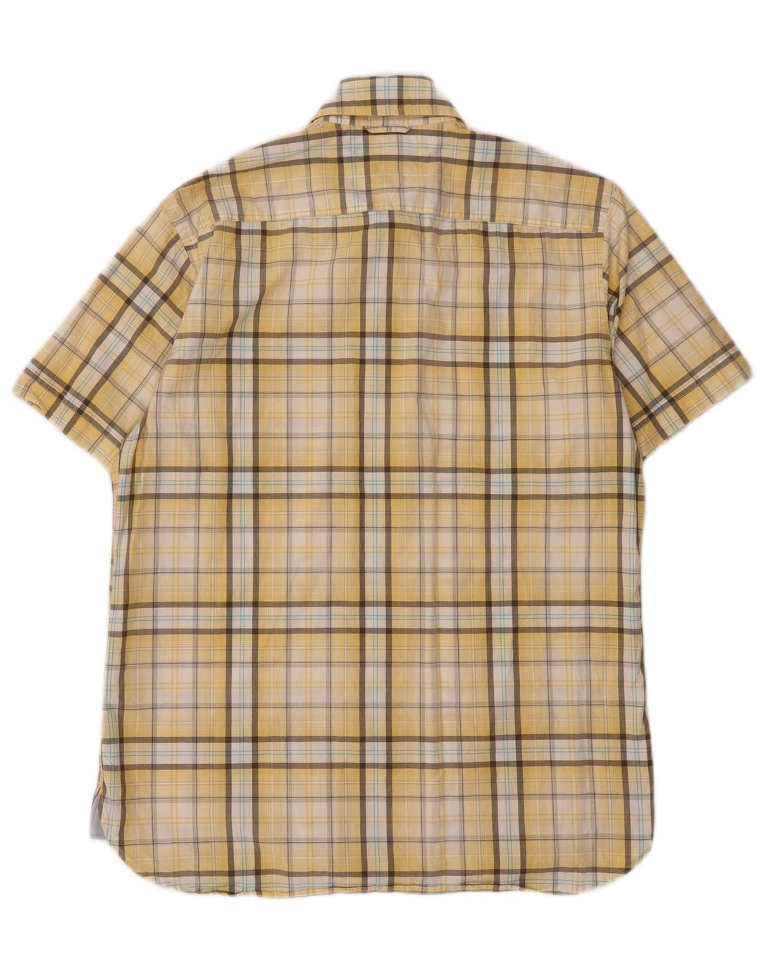 TOMMY HILFIGER Mens Short Sleeve Shirt Medium Yellow Check Cotton