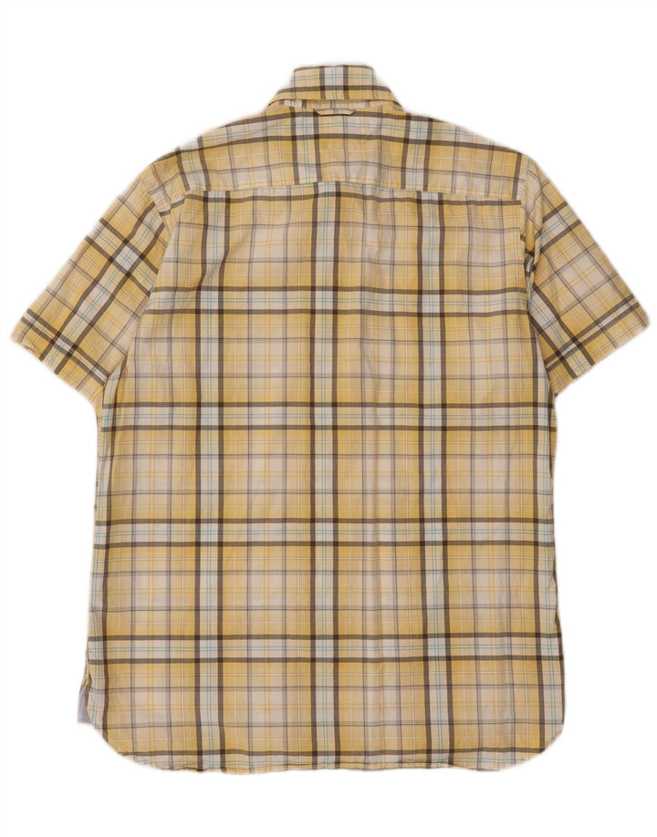 TOMMY HILFIGER Mens Short Sleeve Shirt Medium Yellow Check Cotton