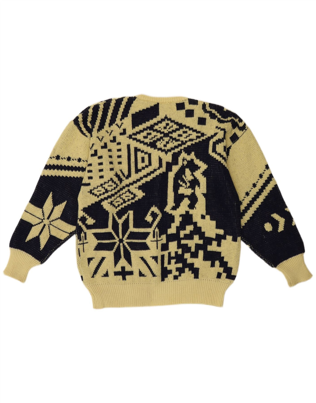 Męski sweter z wycięciem pod szyją Colmar Średni żółty, geometryczny wełniany