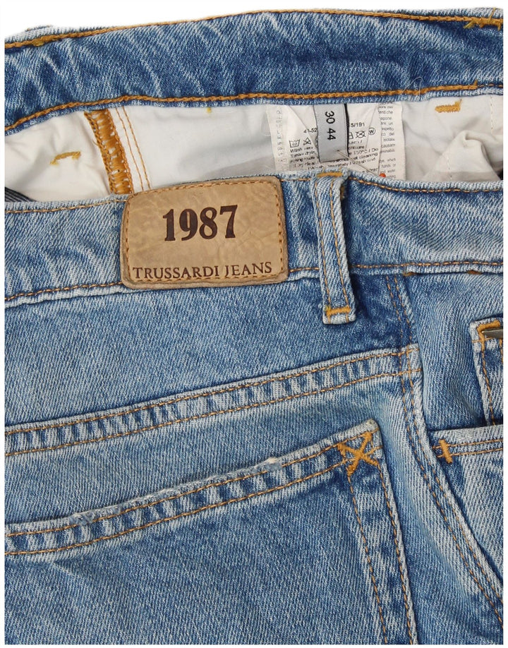 Damskie jeansy Trussardi Crop IT 44 Medium W30 L25 Niebieskie bawełniane