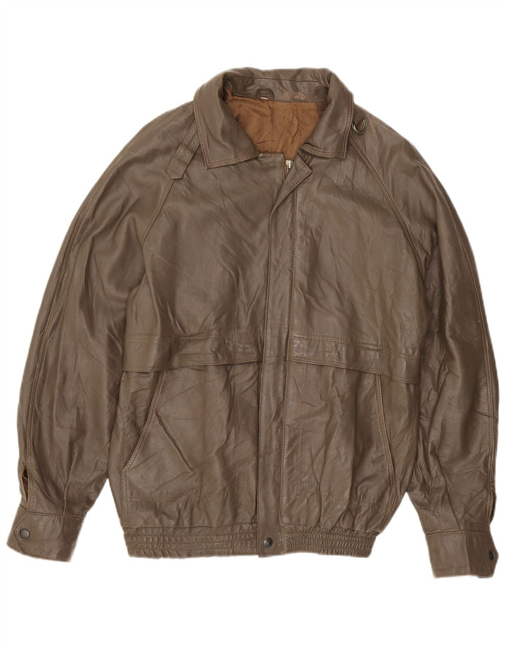 Męska kurtka skórzana VINTAGE IT 48 Średni brąz